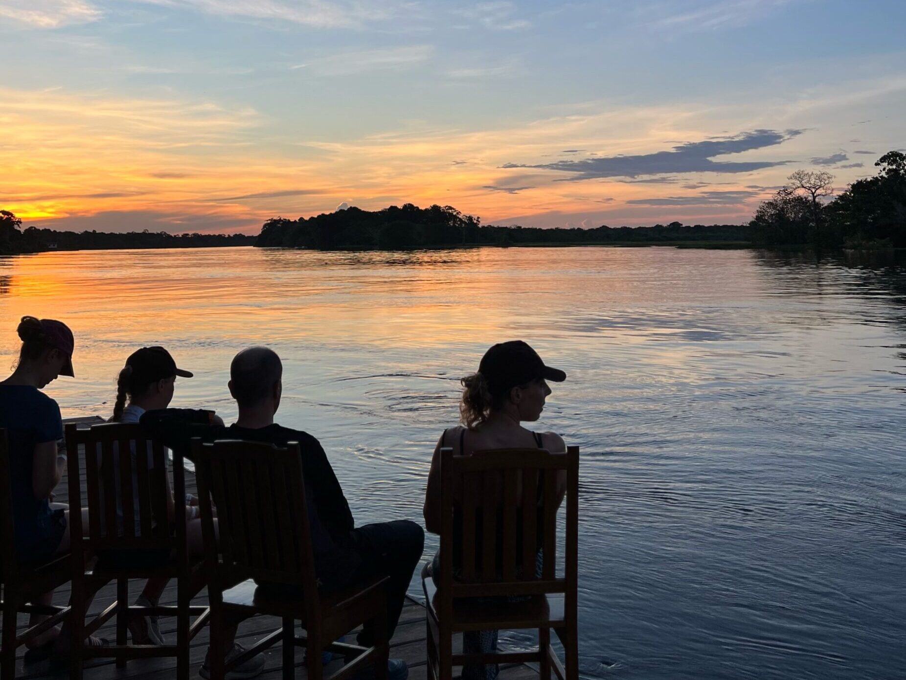 Sunset over the Amazon waterway